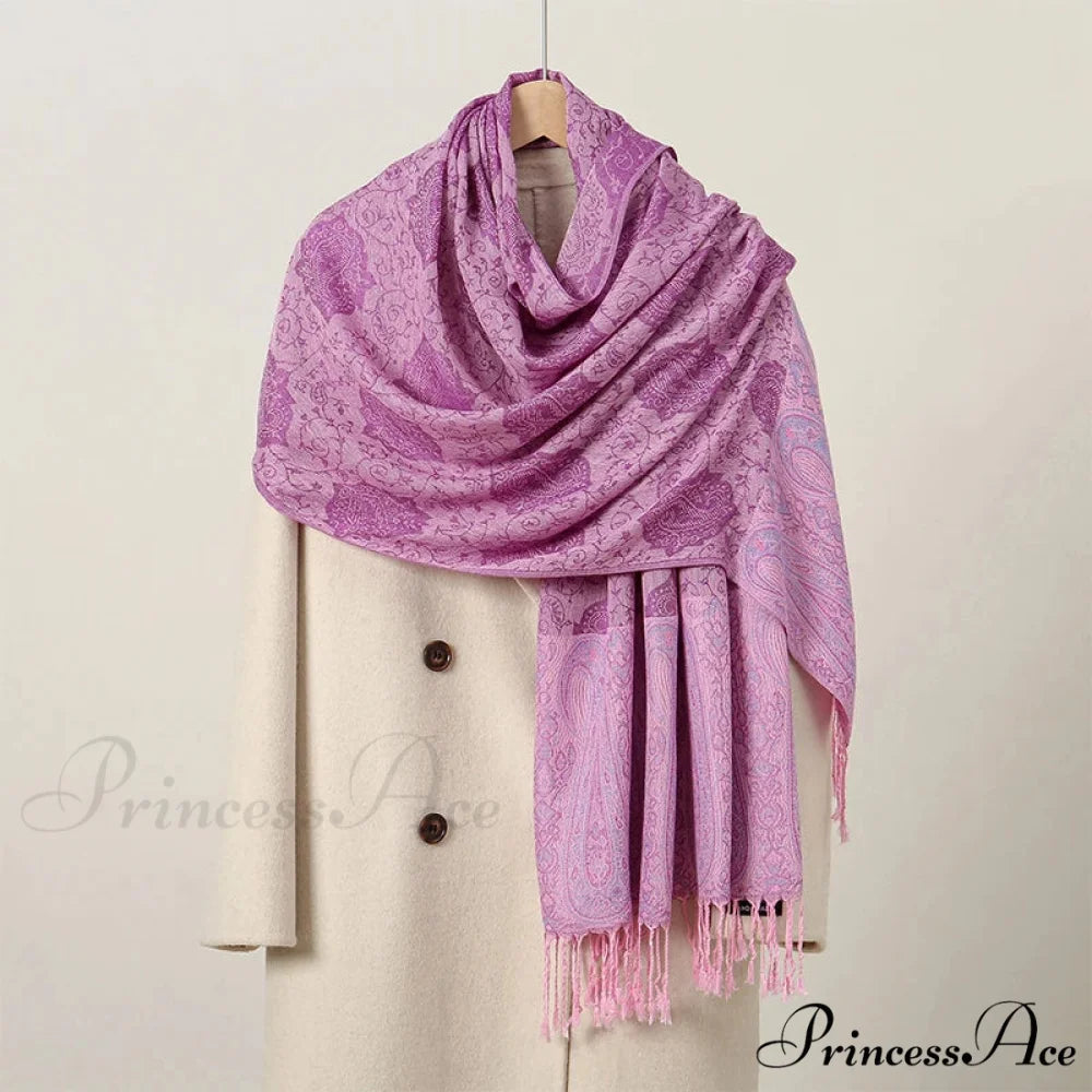 Opulent Fall Cashmere Pashmina Wrap Scarf purple scarf-241228