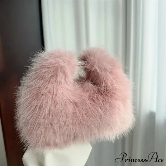 Opulent Faux Fur Plush Evening Clutch Crossbody Handbag handbag-250126