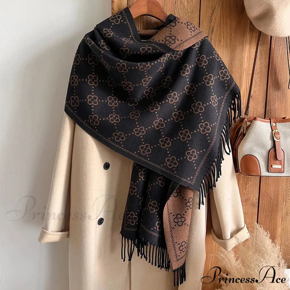 Opulent Flowery Cashmere Winter Scarf scarf-241228