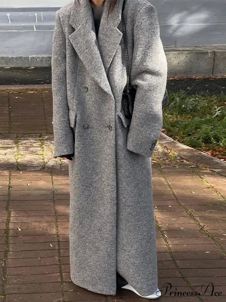 Opulent Fur Patchwork Leather Generous Overcoat Grey B / S overcoats-241228