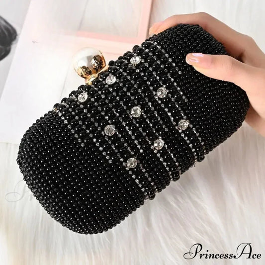 Opulent Gemstone Pearl Beaded Evening Clutch 20cm / As picture wristlet-250126