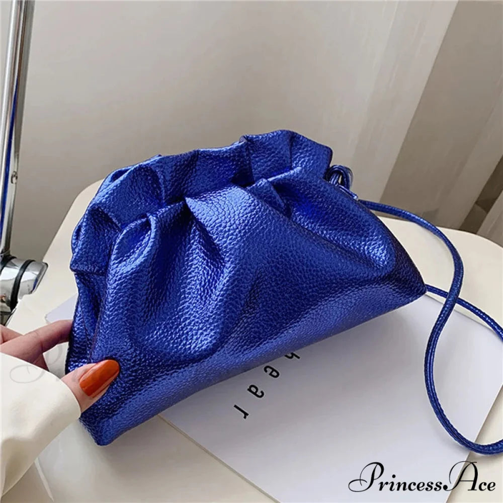 Opulent Gold Fluffy Silver Crossbody Clutch Purse Blue handbag-250126