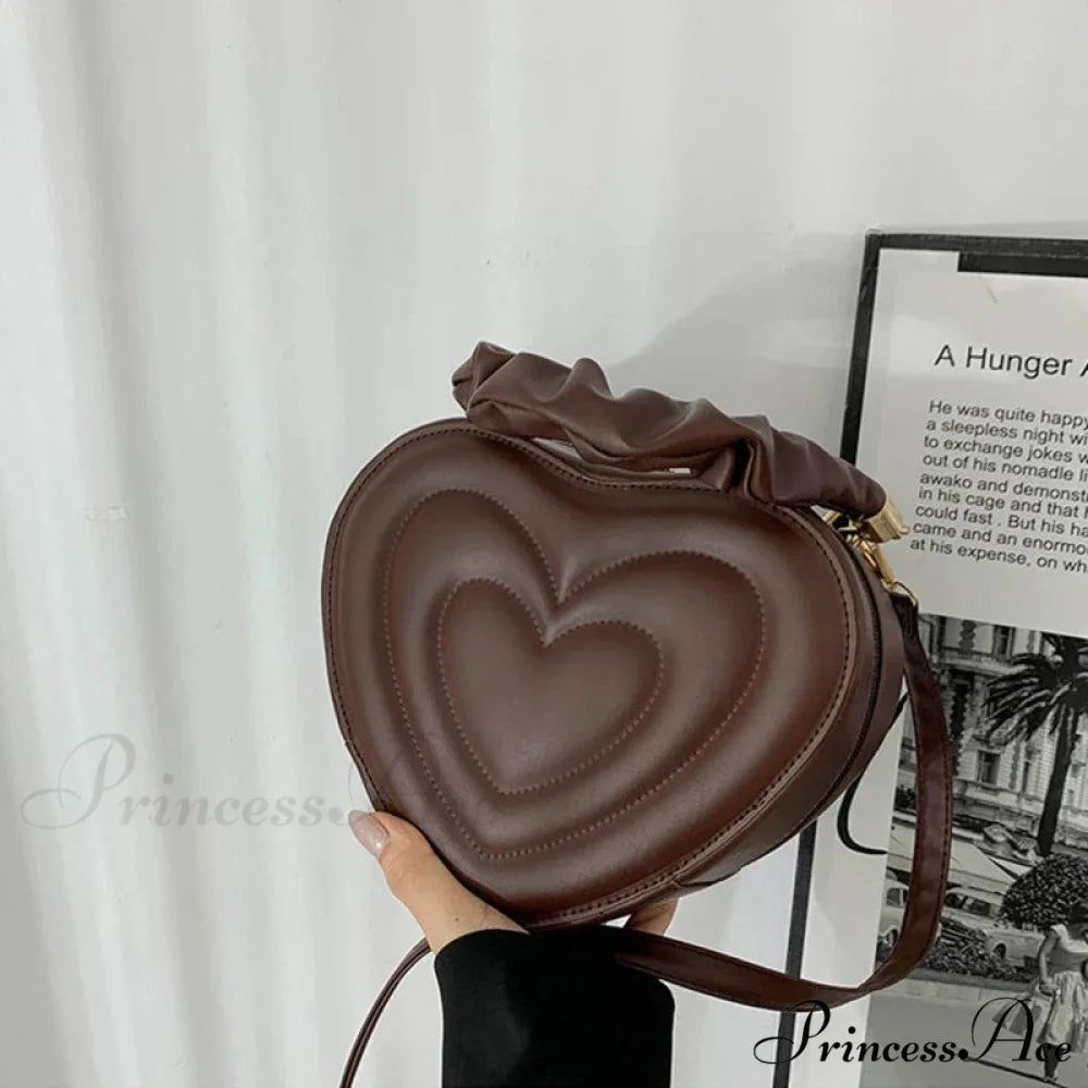 Opulent Quilted Faux Leather Heart Crossbody coffee / 22x19x8cm crossbody-250126