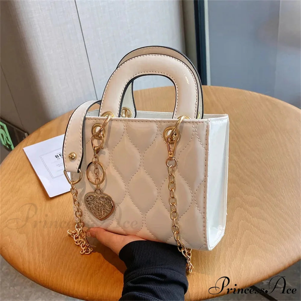 Opulent Quilted Square Handle Crossbody Purse handbag-250126