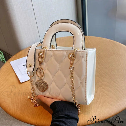 Opulent Quilted Square Handle Crossbody Purse handbag-250126