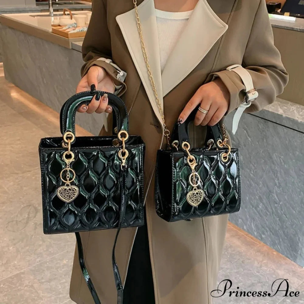Opulent Quilted Square Handle Crossbody Purse handbag-250126