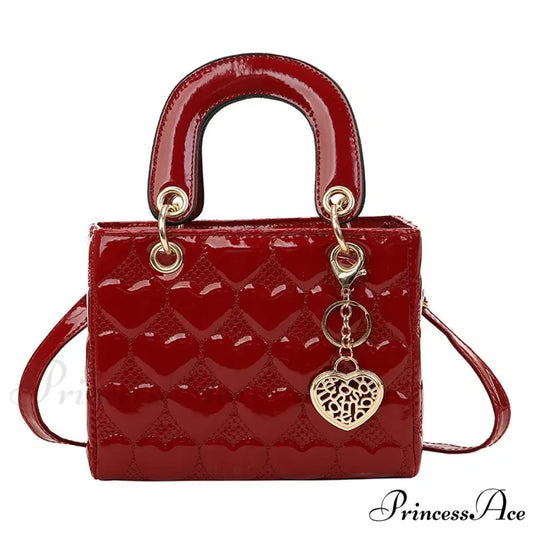 Opulent Quilted Square Handle Crossbody Purse Red handbag-250126