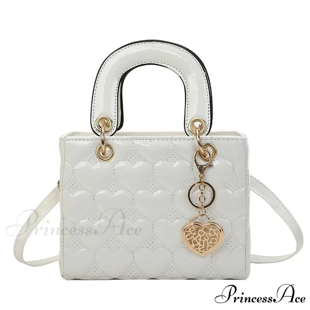 Opulent Quilted Square Handle Crossbody Purse White handbag-250126