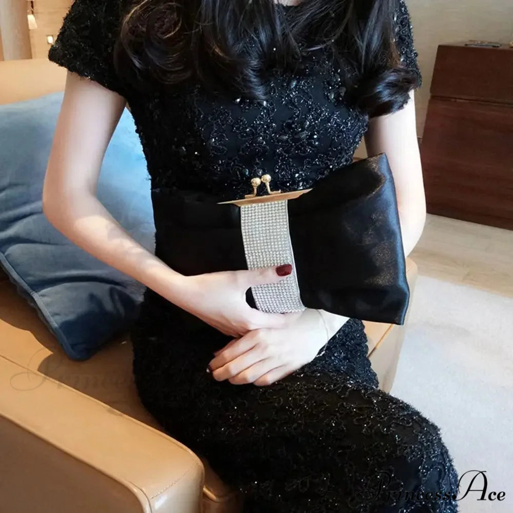 Opulent Rhinestone Bow Evening Clutch Purse clutchbag-250126