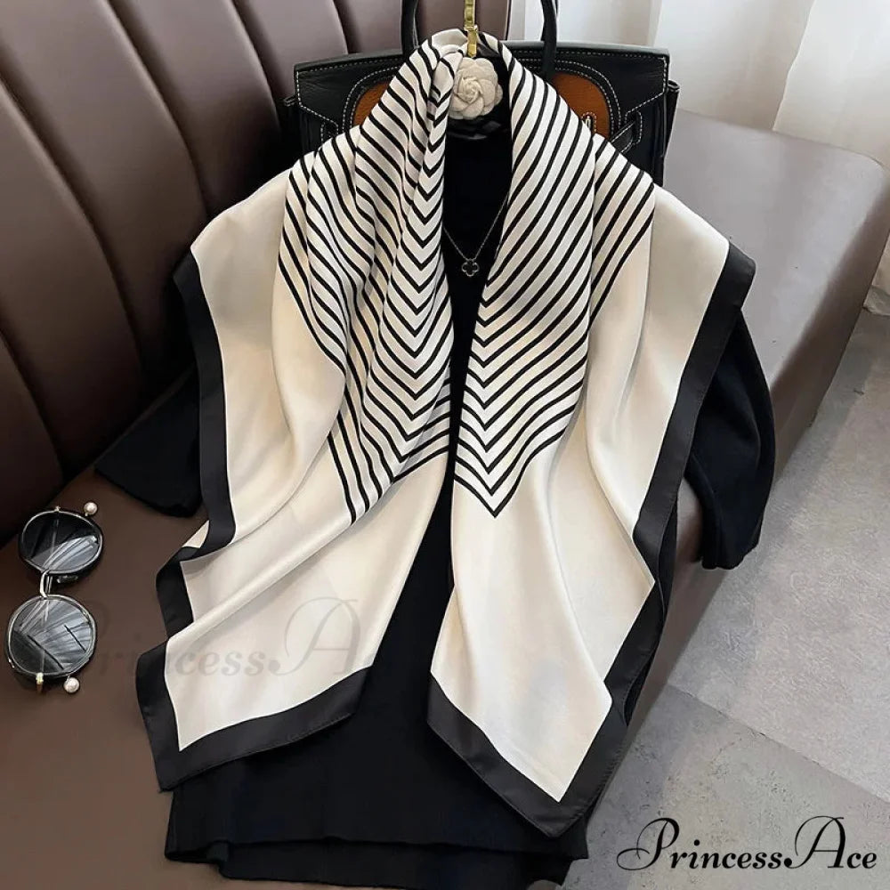 Opulent Silk Twill Hair Print Scarf black 1 / One Size scarf-241228