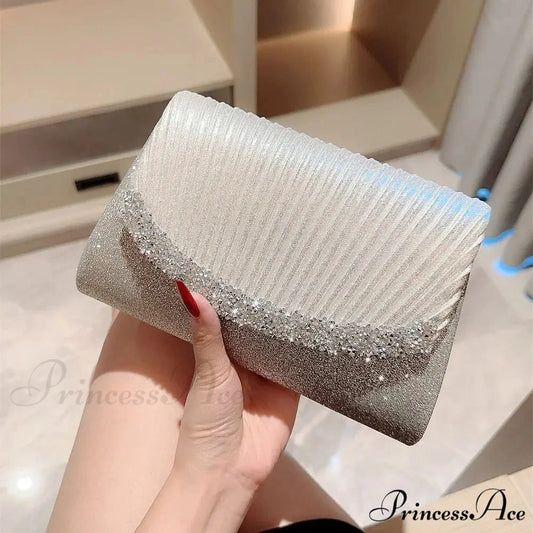 Opulent Sparkling Silver Evening Bag Women Shoulder Bag SILVER clutchbag-250126