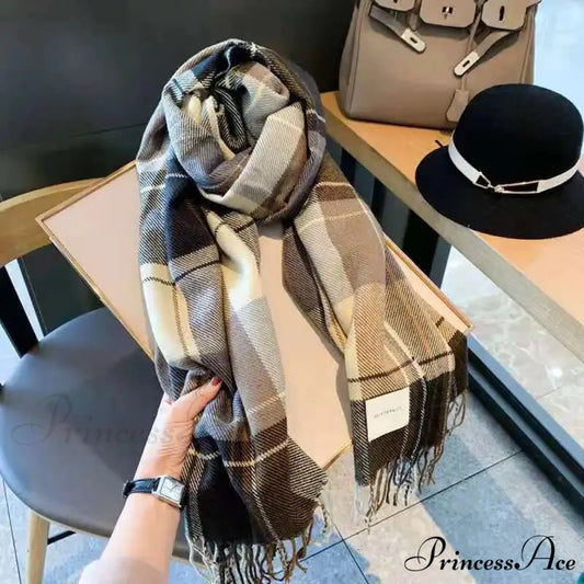 Opulent Tartan Cashmere Extended Bandana Scarf scarf-241228