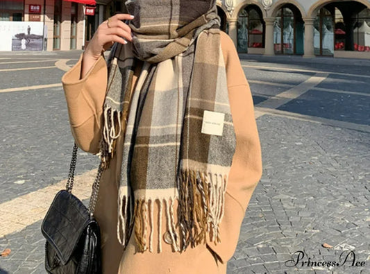 Opulent Tartan Cashmere Extended Bandana Scarf scarf-241228