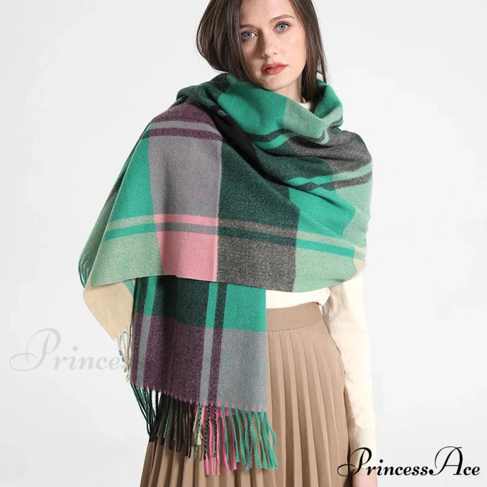 Opulent Tartan Cashmere Extended Bandana Scarf Color10 scarf-241228