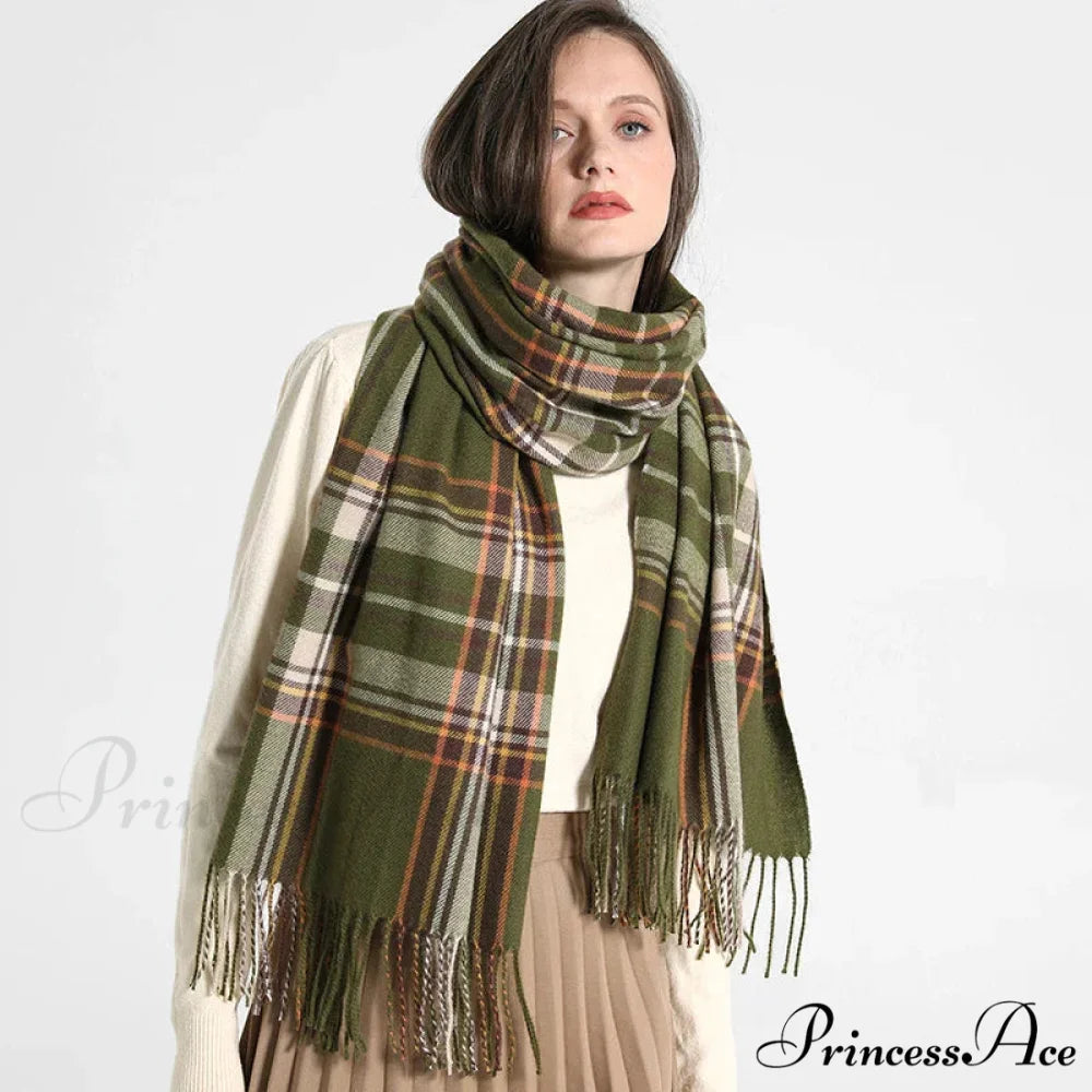 Opulent Tartan Cashmere Extended Bandana Scarf Color17 scarf-241228