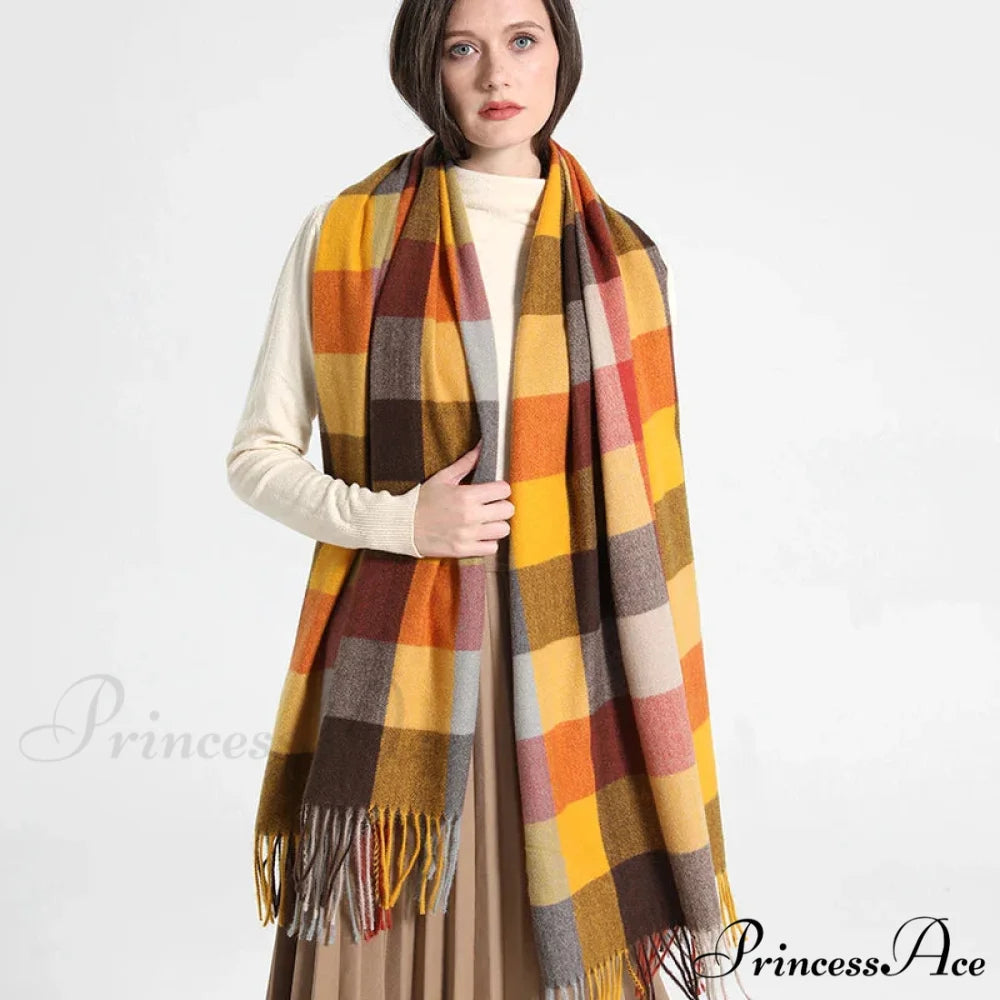 Opulent Tartan Cashmere Extended Bandana Scarf Color19 scarf-241228