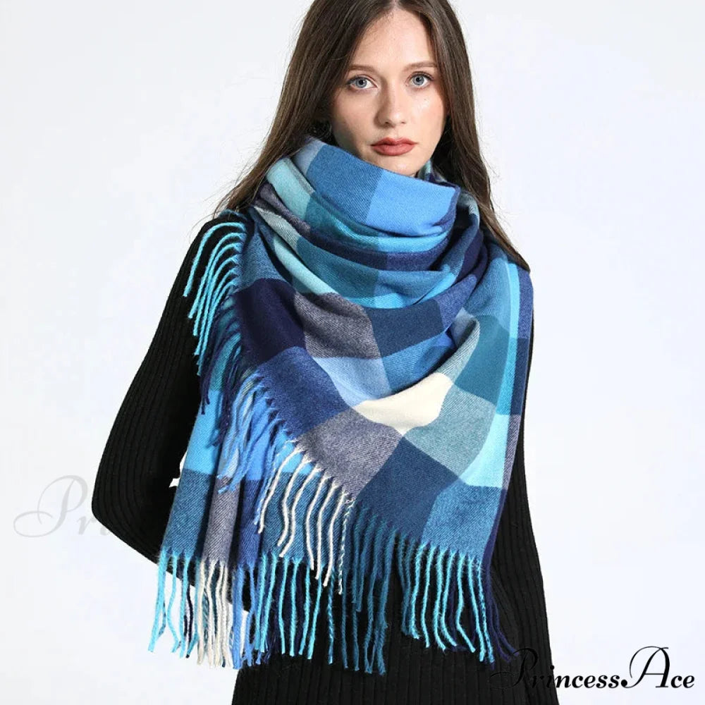 Opulent Tartan Cashmere Extended Bandana Scarf Color23 scarf-241228