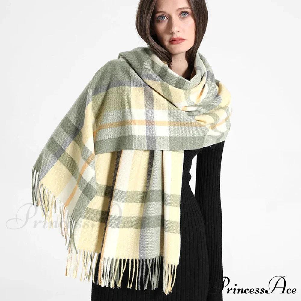 Opulent Tartan Cashmere Extended Bandana Scarf Color25 scarf-241228