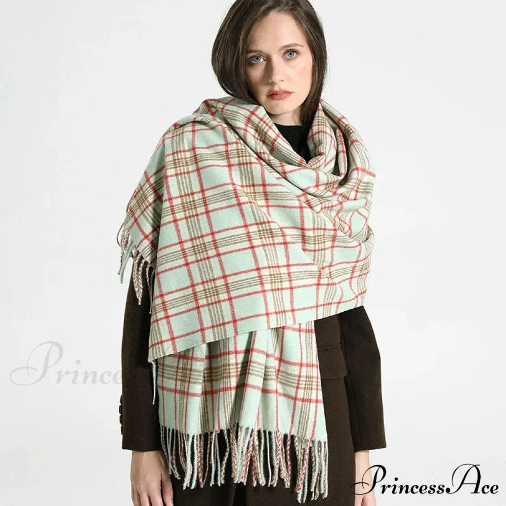 Opulent Tartan Cashmere Extended Bandana Scarf Color26 scarf-241228