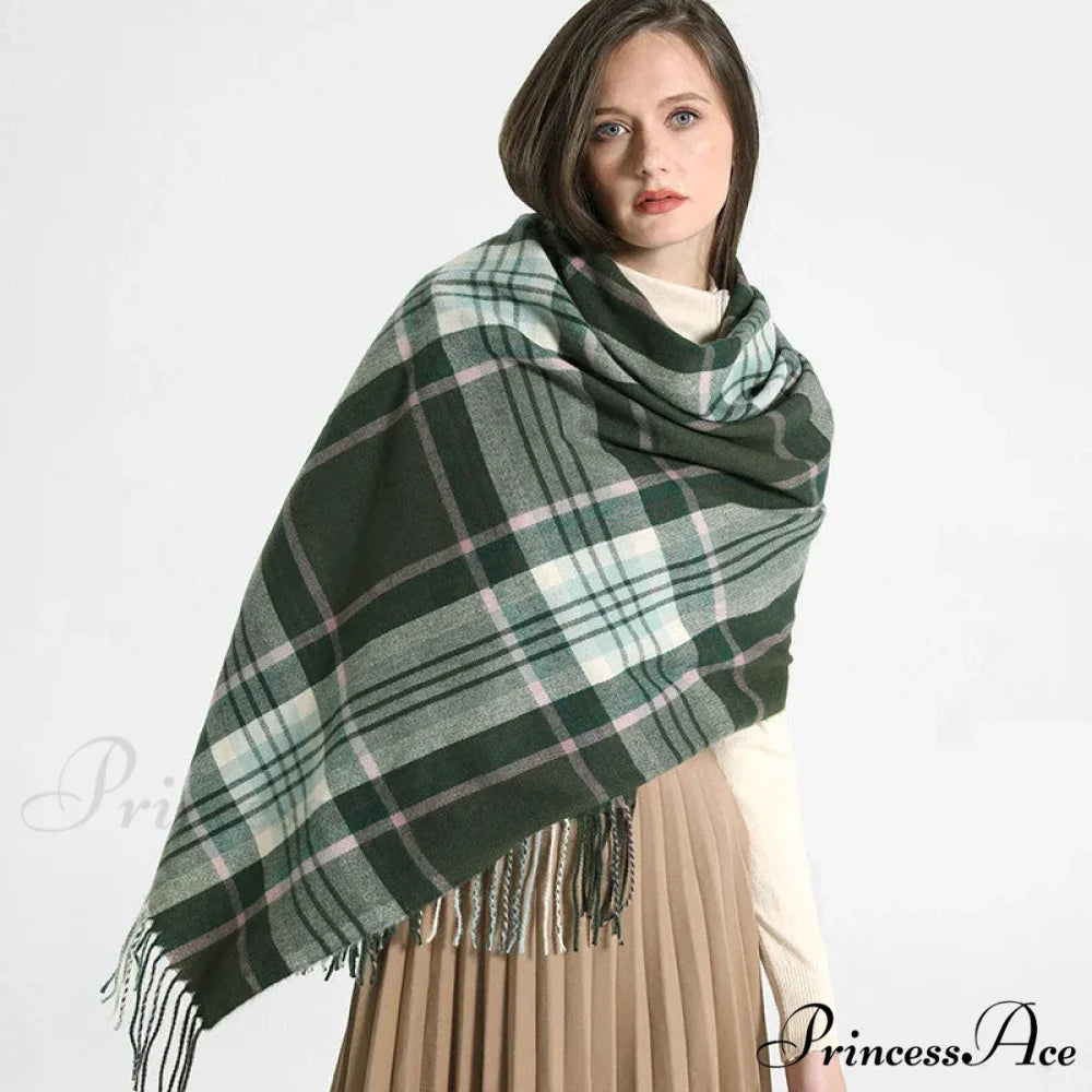 Opulent Tartan Cashmere Extended Bandana Scarf Color6 scarf-241228