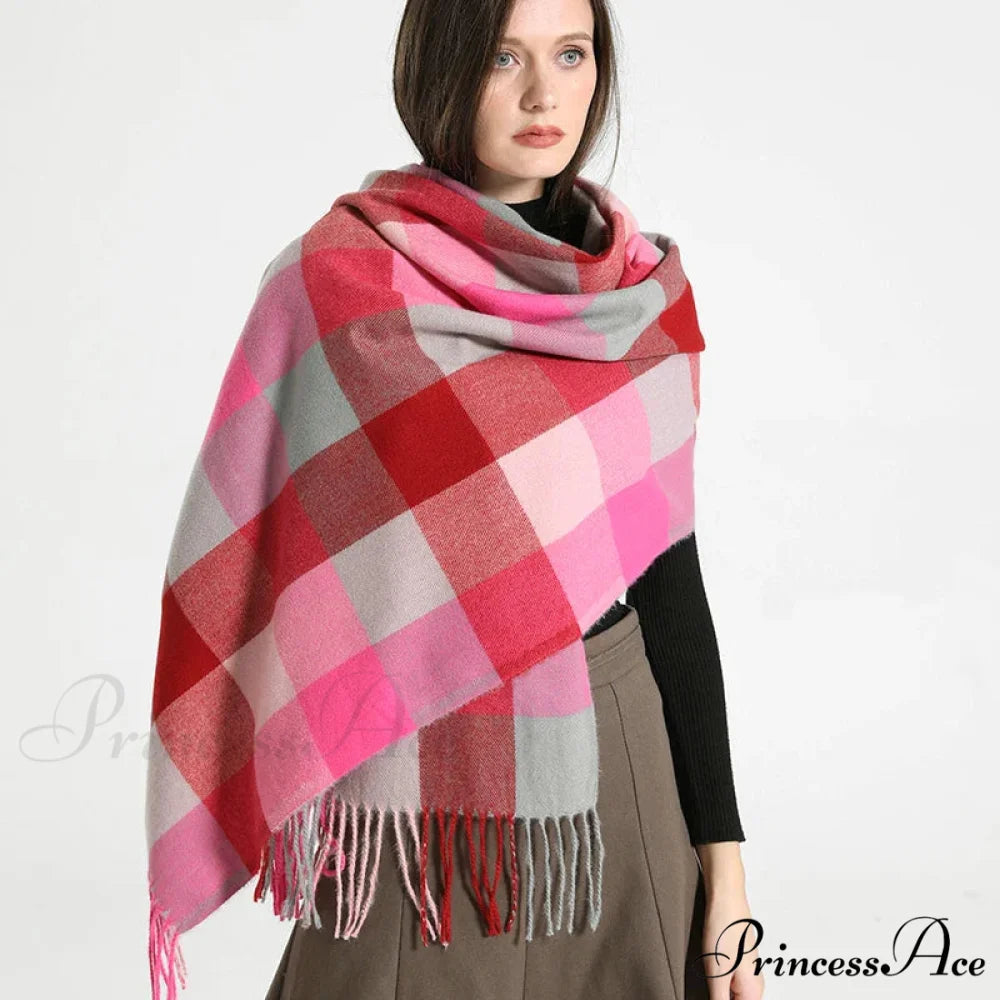 Opulent Tartan Cashmere Extended Bandana Scarf Color8 scarf-241228