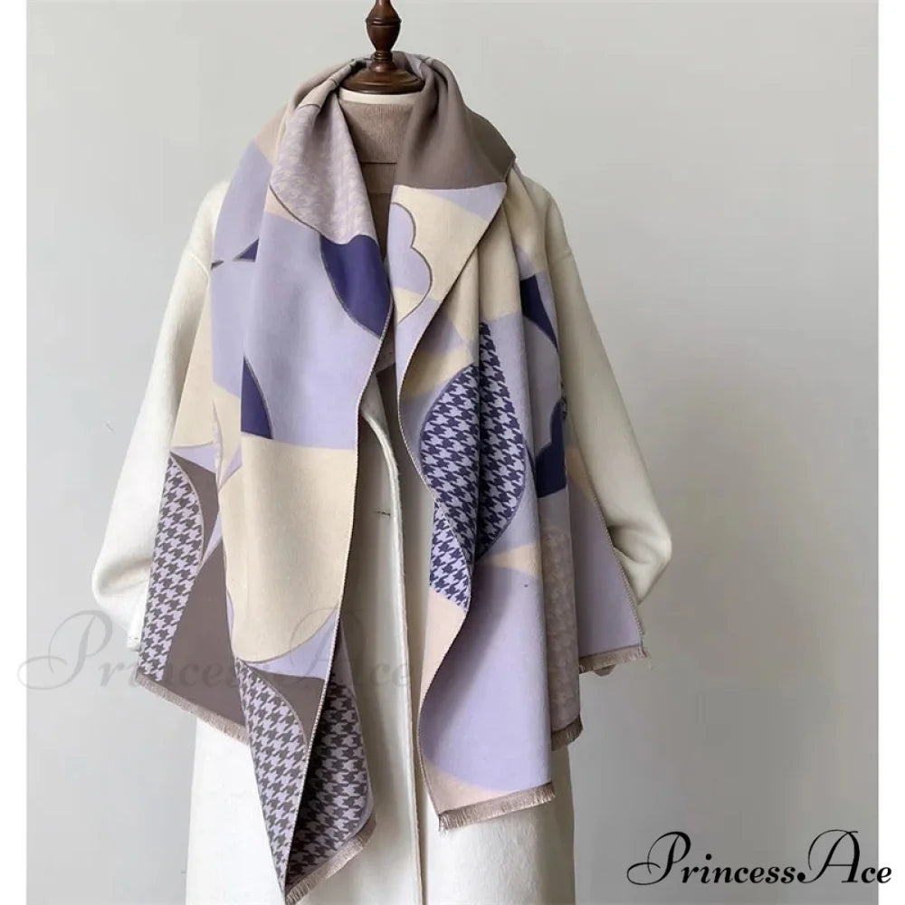 Opulent Tartan Cashmere Winter Scarf blue scarf-241228