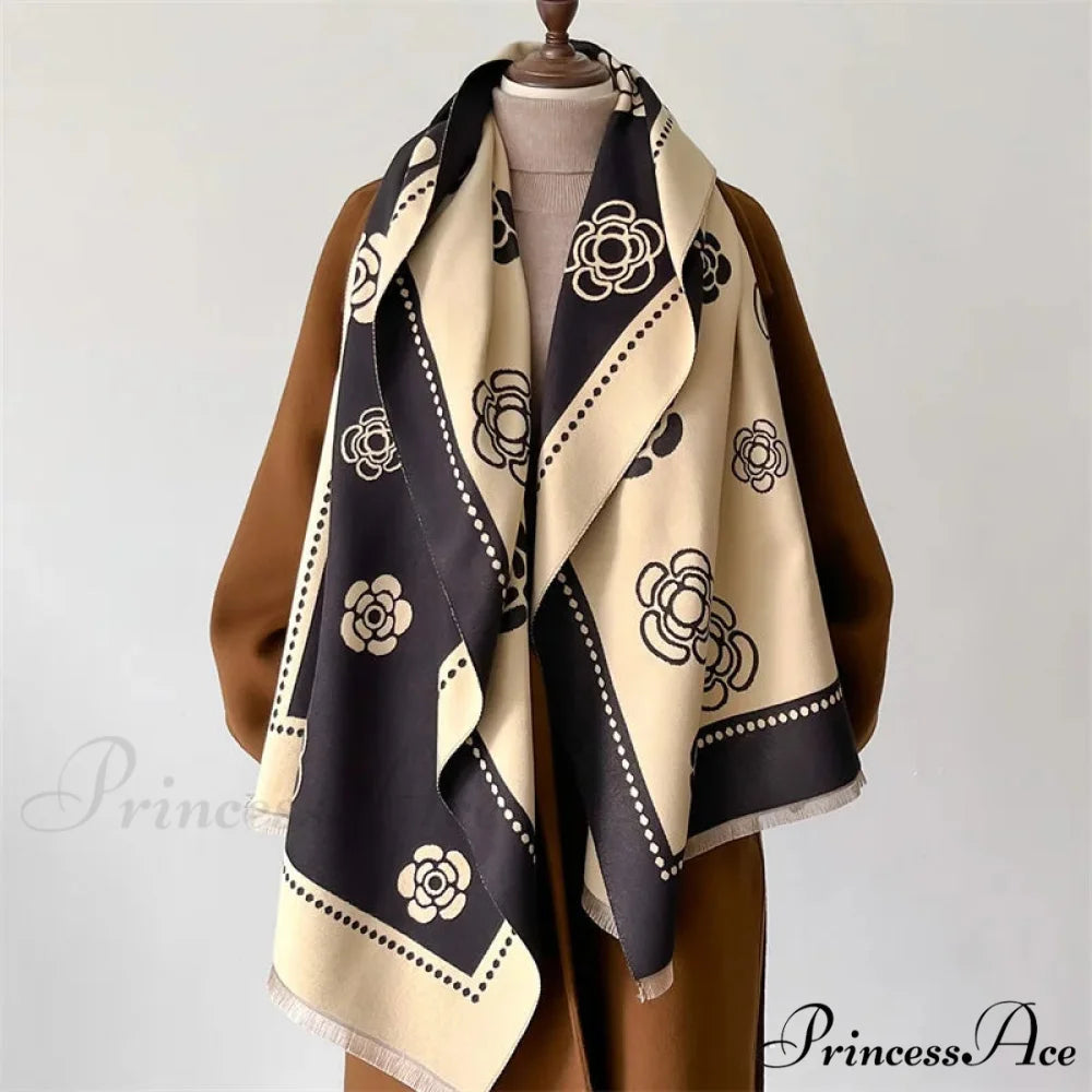 Opulent Winter Cashmere Scarf black scarf-241228