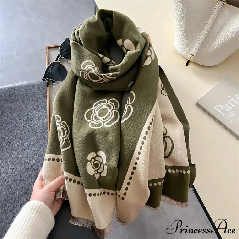 Opulent Winter Cashmere Scarf green scarf-241228