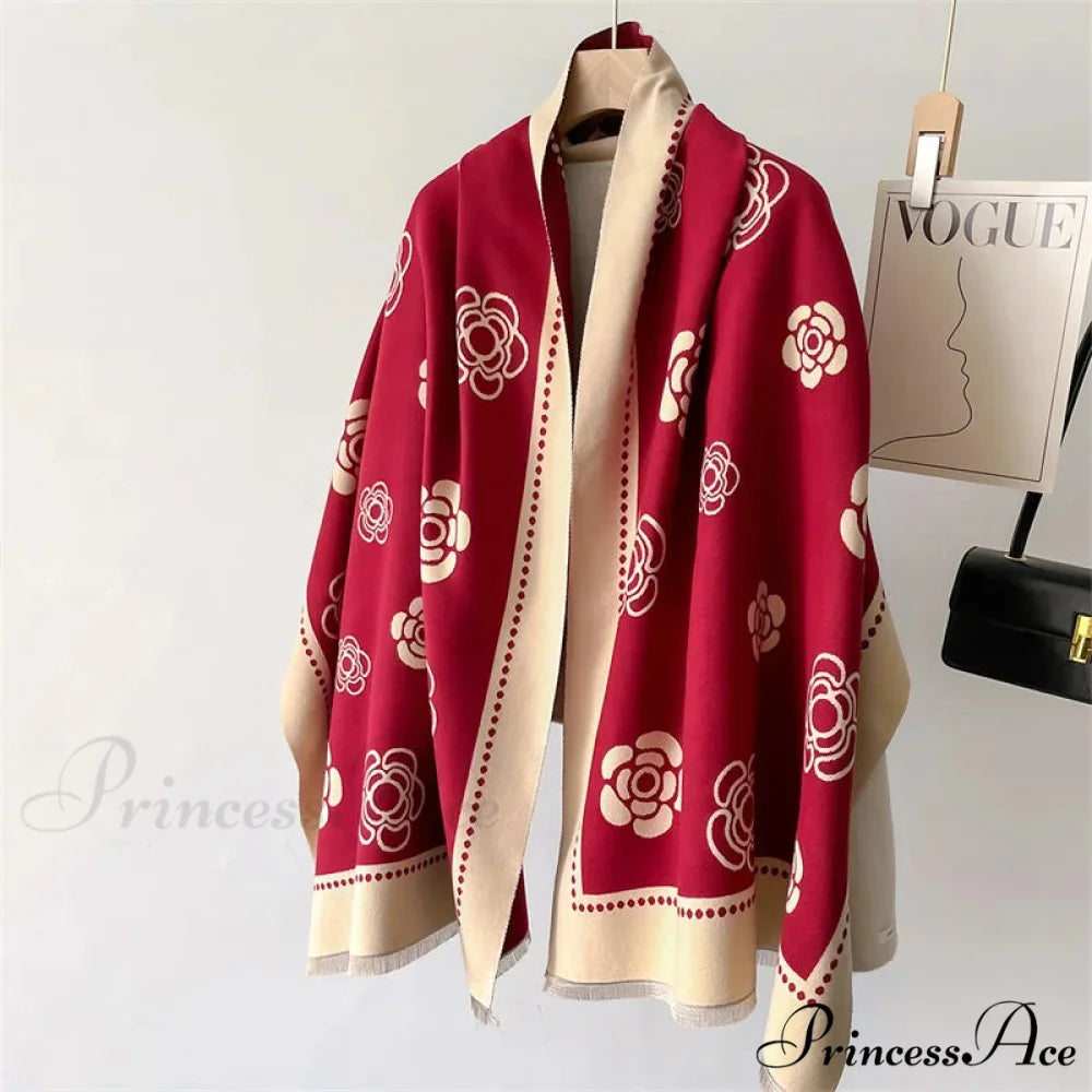 Opulent Winter Cashmere Scarf red scarf-241228