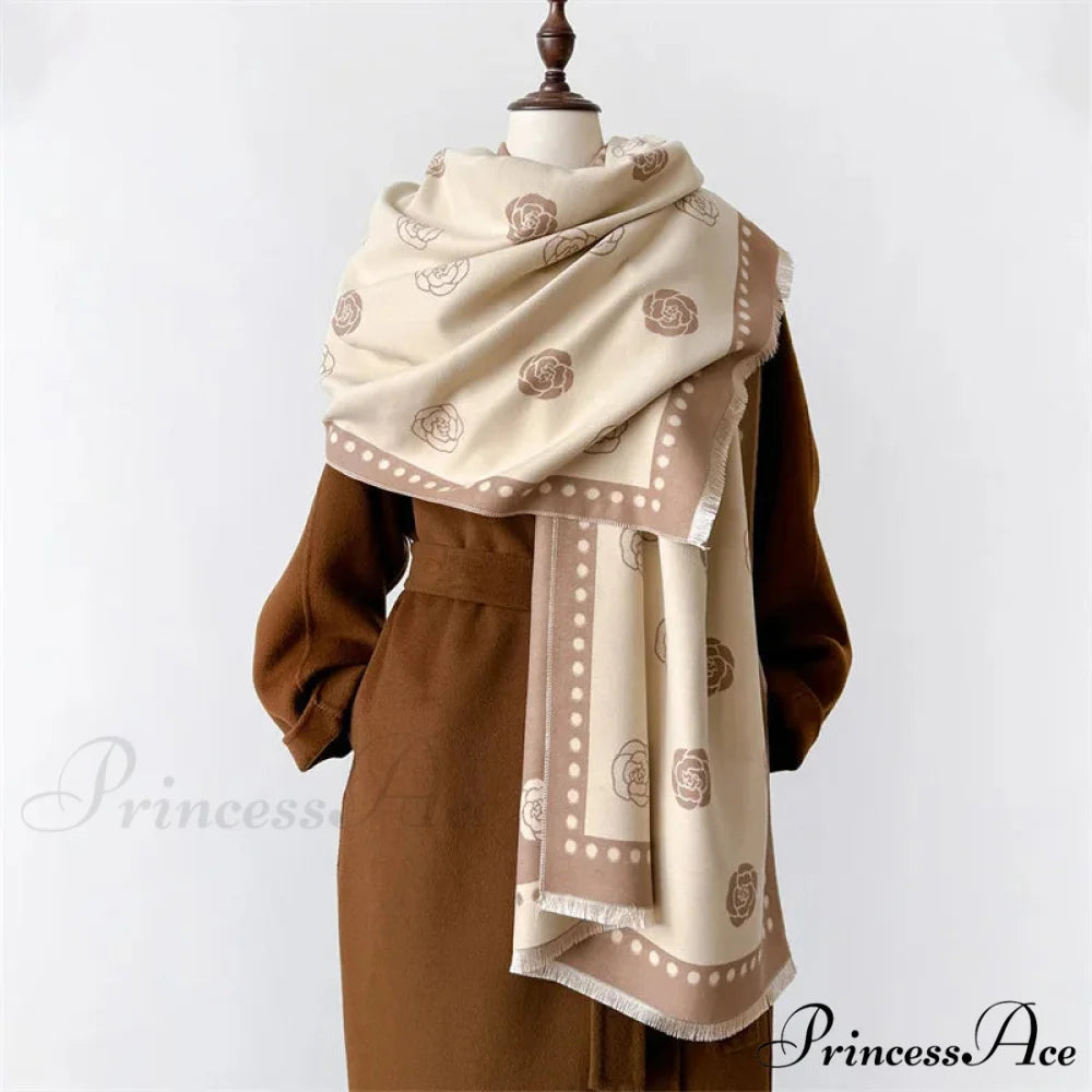 Opulent Winter Cashmere Wrap Scarf beige scarf-241228