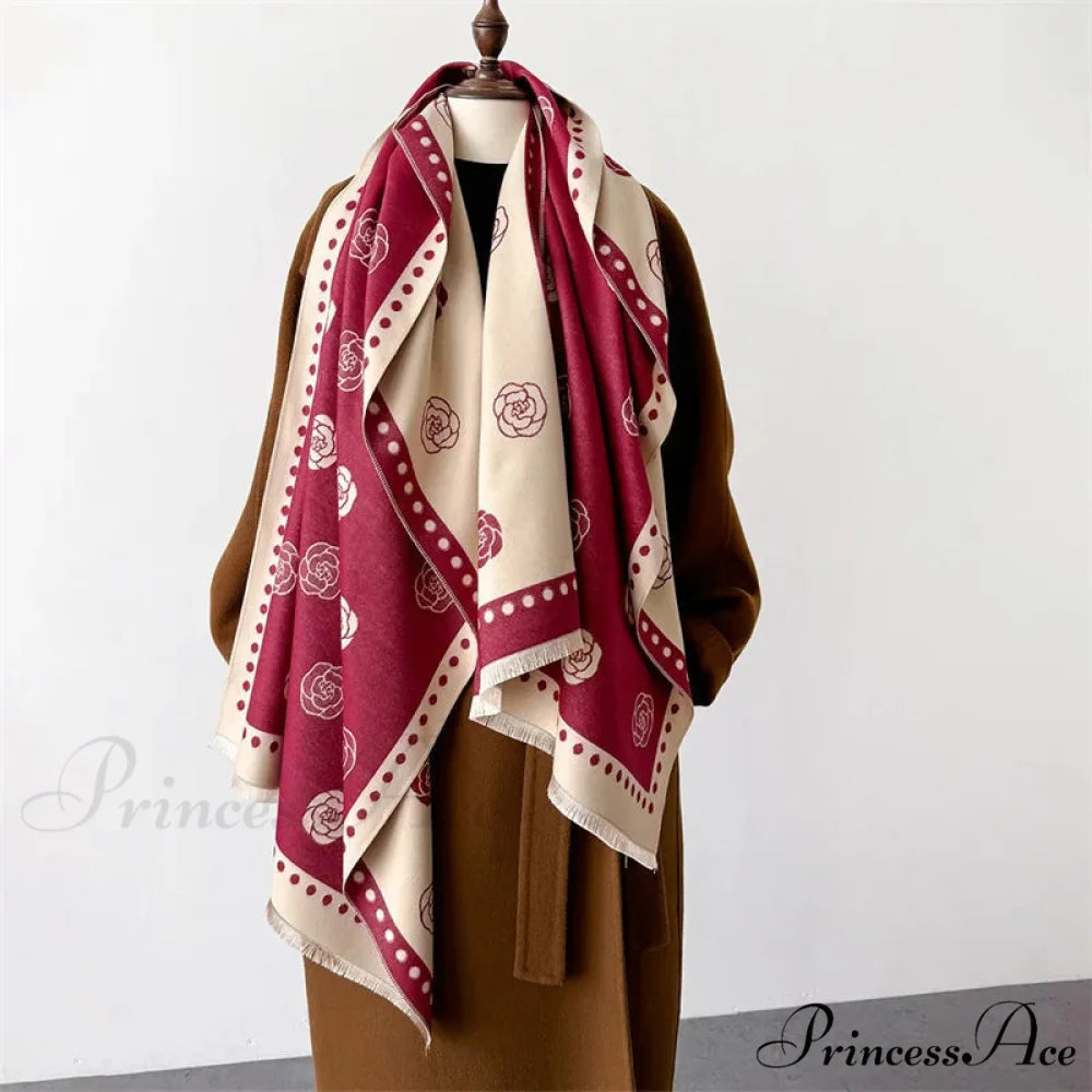 Opulent Winter Cashmere Wrap Scarf red scarf-241228