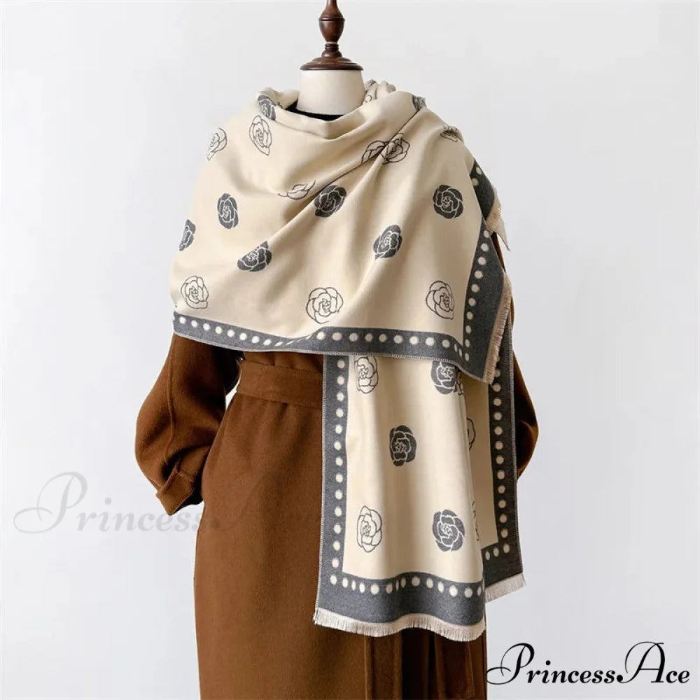 Opulent Winter Cashmere Wrap Scarf white scarf-241228