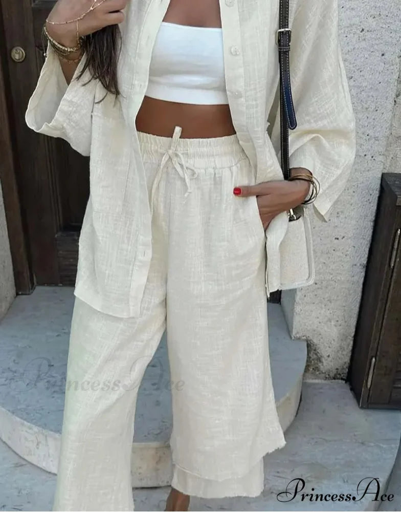 Orange Cotton Drawstring Pants Work Two Piece Set officetwopieceset-250223