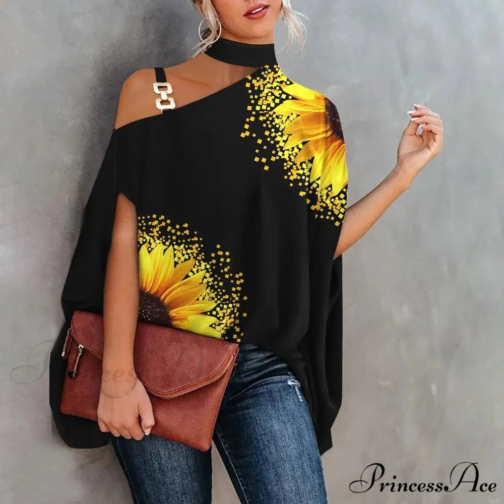 Out Warm-Season Youth Metal Patchwork Top Blouse Halter Brief Casual Design Hollow Arm New Auburn / S