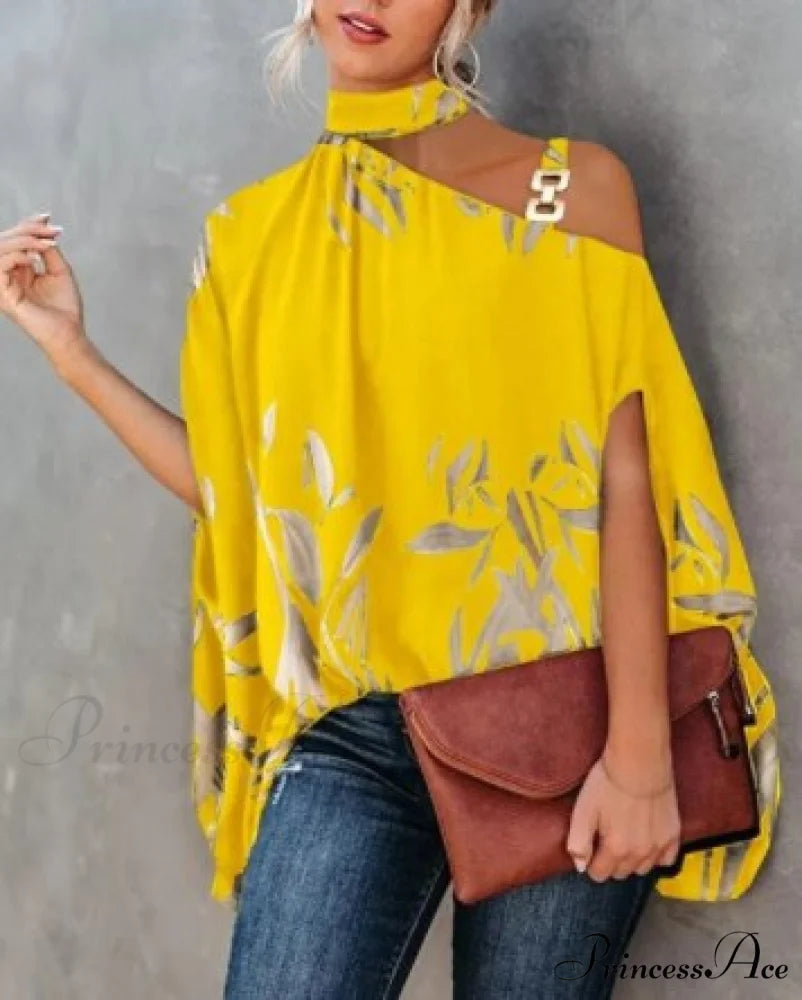 Out Warm-Season Youth Metal Patchwork Top Blouse Halter Brief Casual Design Hollow Arm New Beige / S