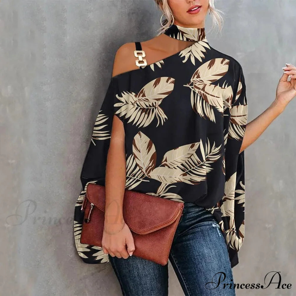 Out Warm-Season Youth Metal Patchwork Top Blouse Halter Brief Casual Design Hollow Arm New Sky Blue / S