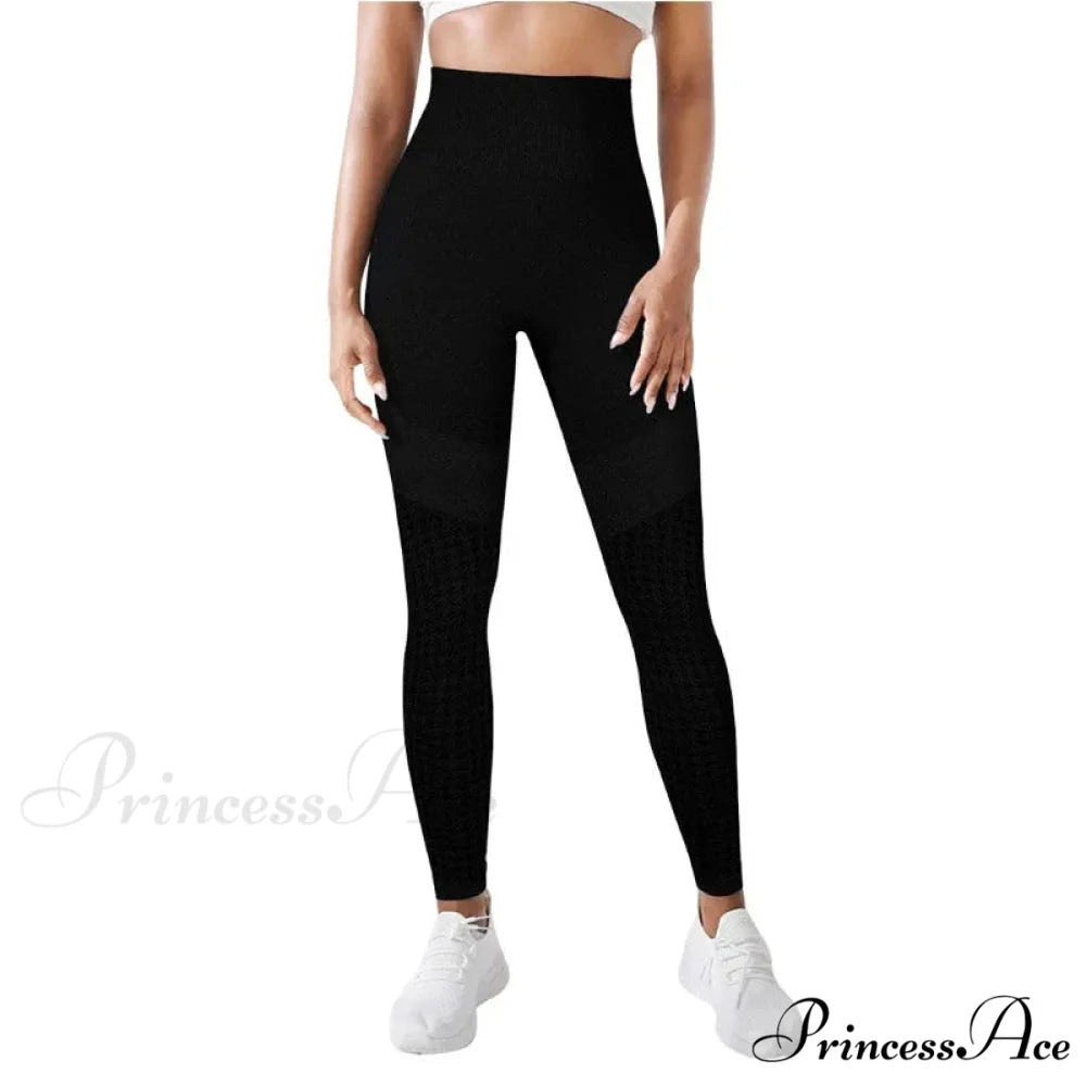 Outdoor Seamless Printed Waist Fashion Fitness Legging Black / S
