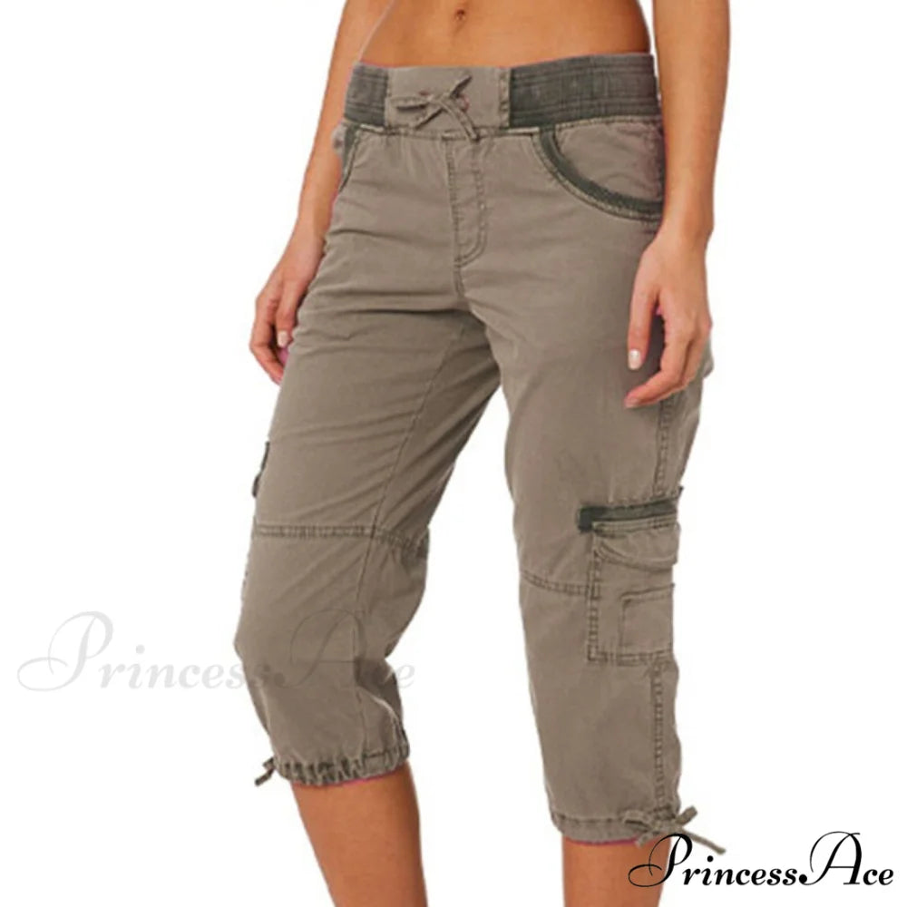 Overalls Thin Loose Cargo Shorts Pantalones Grey / S