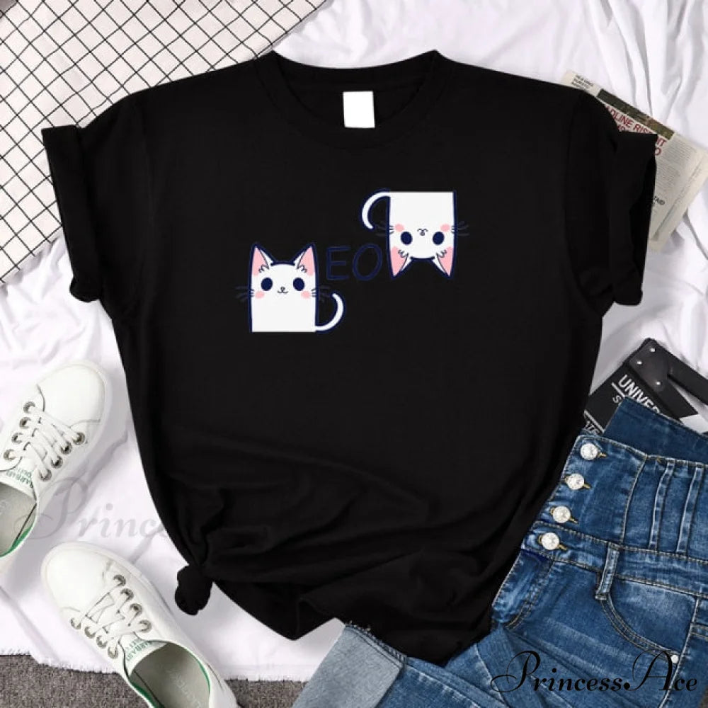 Oversize Fashion Clothing Funny Korean Style T-Shirts Black 13 / XL