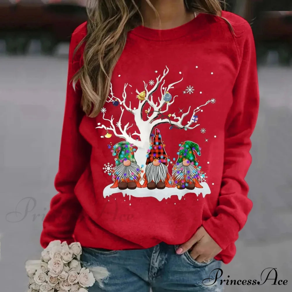 Oversize Workout Ugly Xmas Long Sleeve Christmas Hoodie Red / S Christmas Hoodies-L