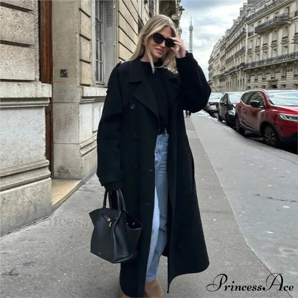 Oversized Belted Double-Breasted Overcoat overcoats-241228