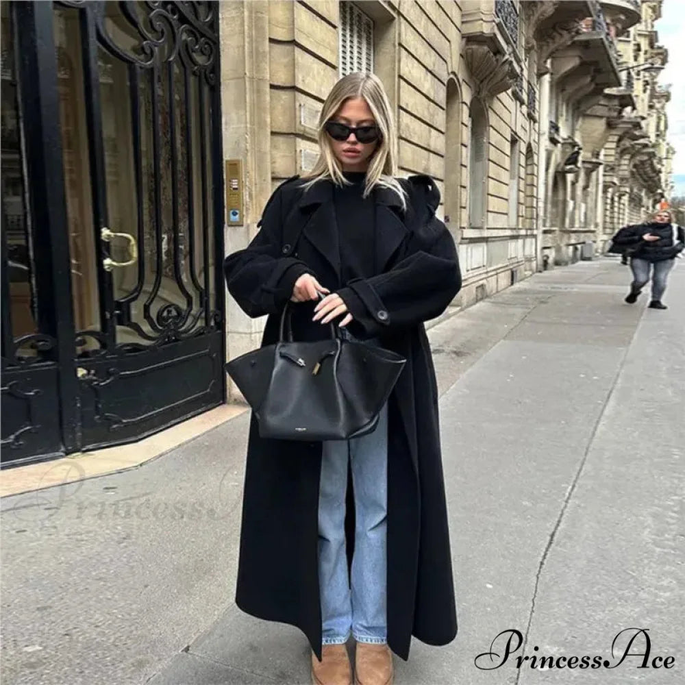 Oversized Belted Double-Breasted Overcoat overcoats-241228