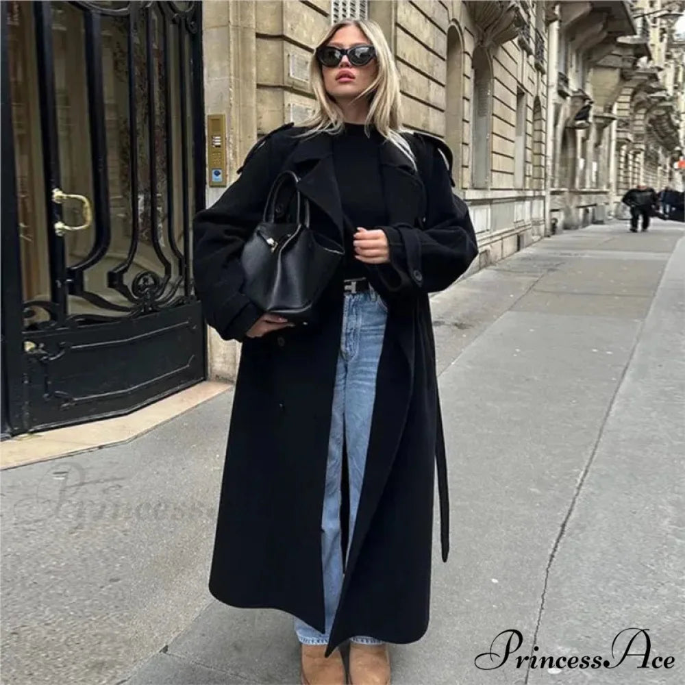 Oversized Belted Double-Breasted Overcoat overcoats-241228