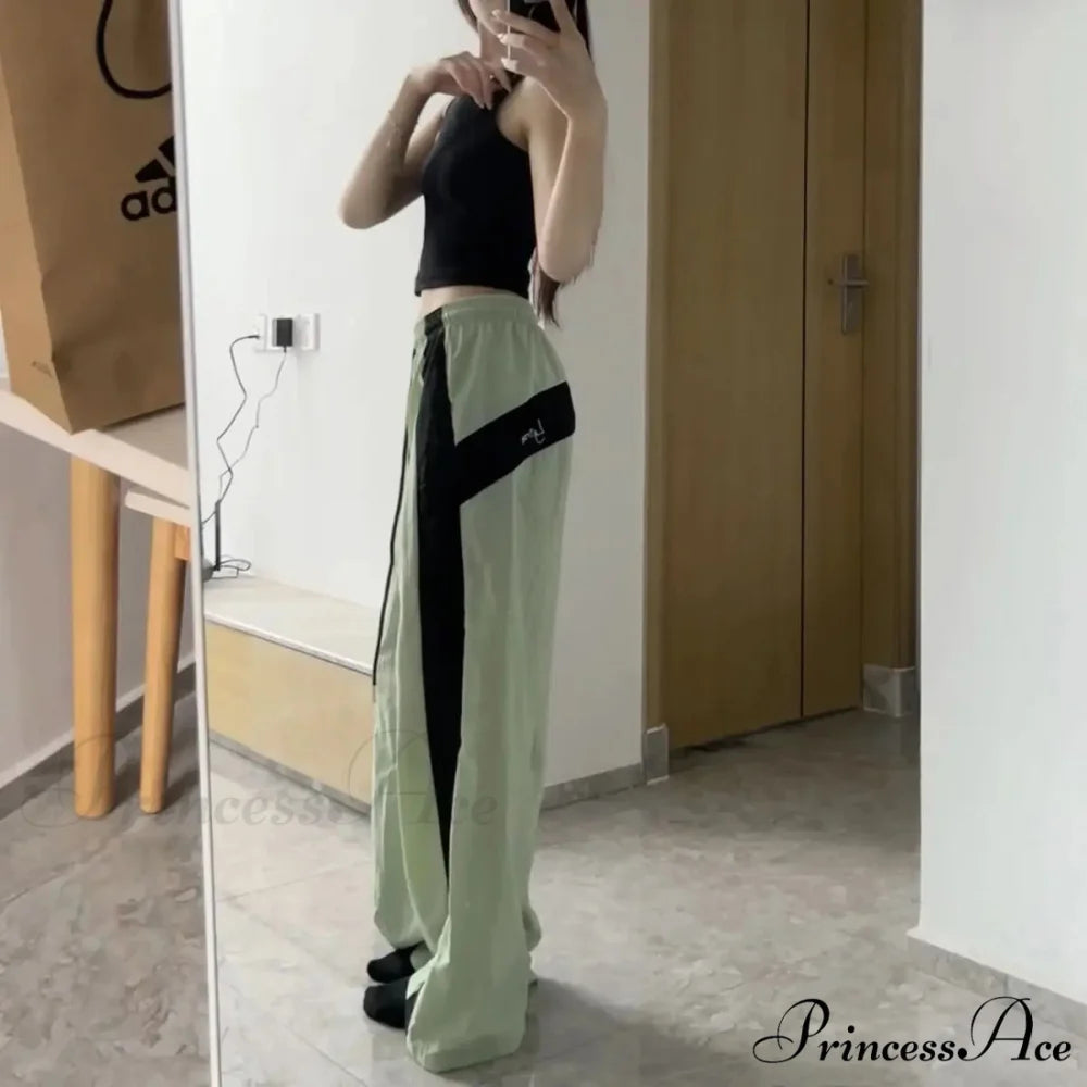Oversized Contrast Stylish Stripe Parachute Pants