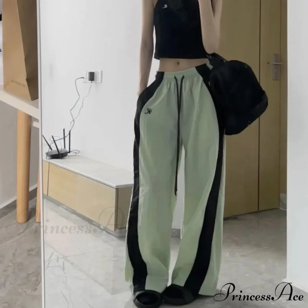 Oversized Contrast Stylish Stripe Parachute Pants