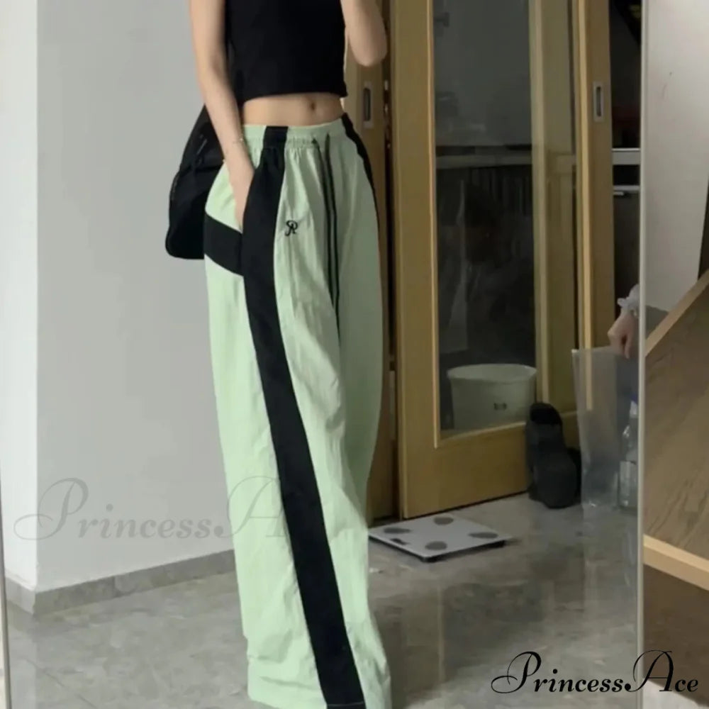 Oversized Contrast Stylish Stripe Parachute Pants