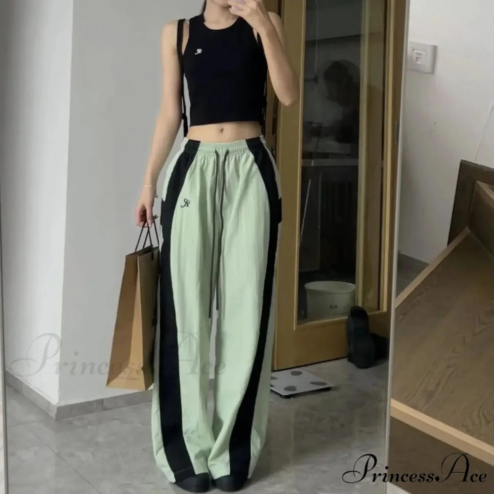 Oversized Contrast Stylish Stripe Parachute Pants