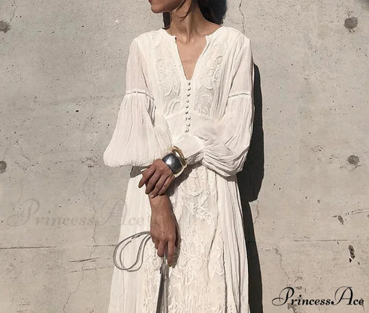 Oversized Long Sleeve Floral Ethnic Boho Dress bohodress-250126