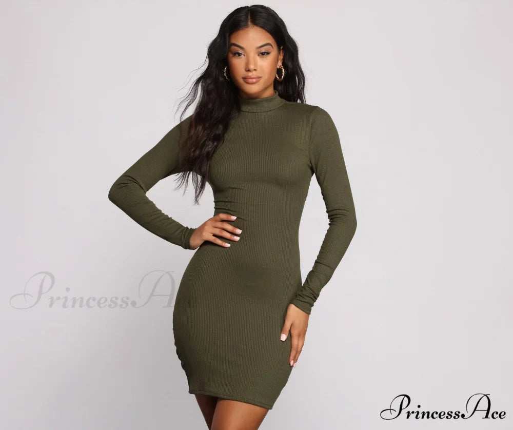 Own Knit Stylish Ruched Mini Dress