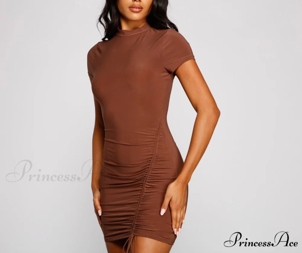 Own That Ruched Charming Tie Bodycon Dress